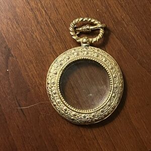 Vintage gold framed magnifying glass pendant